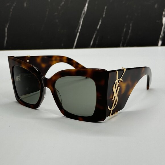 NEW SL M119 BLAZE 002 SAINT LAURENT BLAZE HAVANA OVERSIZED SUNGLASSES SLM119 - Picture 8 of 12
